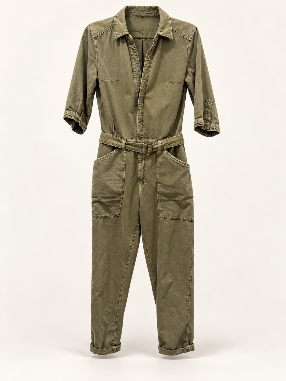 ba&sh Olive Green Utility Belted Jumpsuit